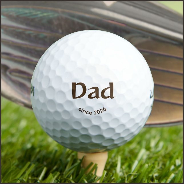 Dad since Year Easy Brown Happy Golf Balls (Creator Uploaded)