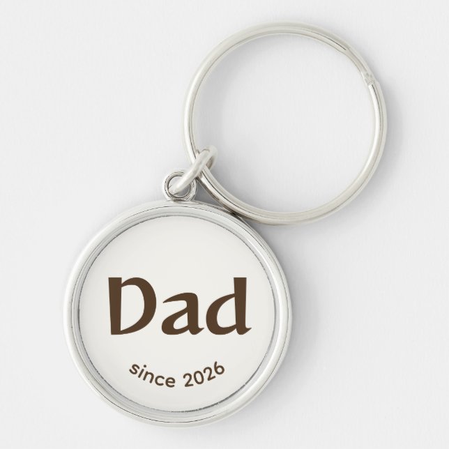 Dad since Year Easy Brown Happy Key Ring (Front)
