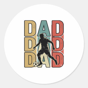 Dad Soccer Vintage Engraving Vector Design_1 Classic Round Sticker
