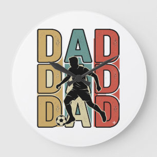 Dad Soccer Vintage Engraving Vector Design_1 Large Clock