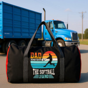 Dad Softball Legend Retro Sunset Duffle Bag