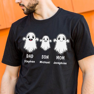 Dad Son And Mum 3 Person Ghost Family Halloween T-Shirt