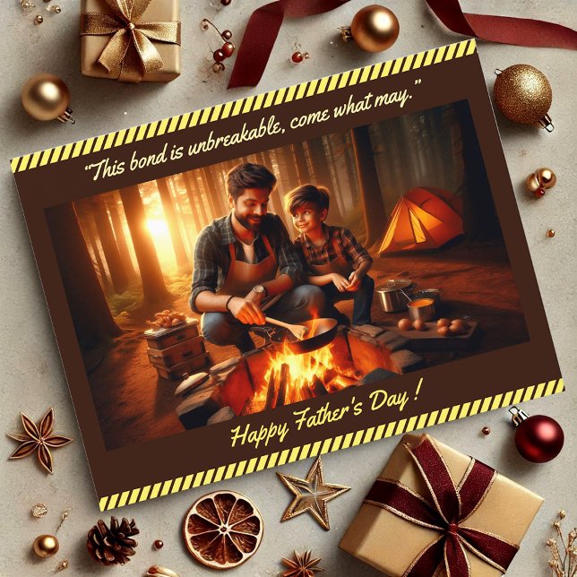 Dad Son Bonding Father's Day Quote Photo Camping Postcard (Dad Son Bonding Father's Day Quote Photo Camping Postcard)