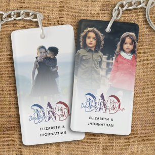 DAD Son & Daughter Quote Photo Collage Family Name Key Ring