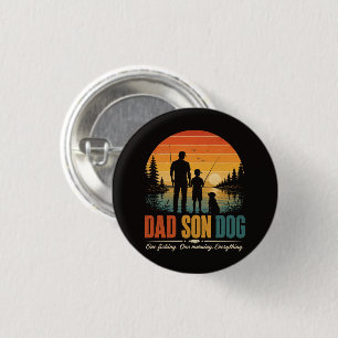 Dad Son Dog Fishing Morning 3 Cm Round Badge