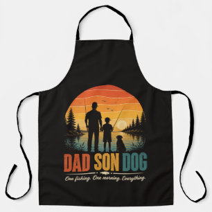 Dad Son Dog Fishing Morning Apron