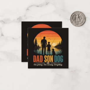 Dad Son Dog Fishing Morning Card