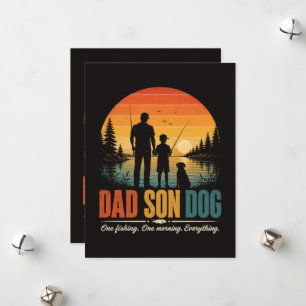 Dad Son Dog Fishing Morning Holiday Card
