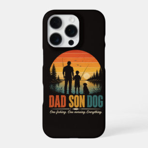 Dad Son Dog Fishing Morning iPhone 16 Pro Case