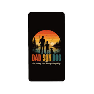 Dad Son Dog Fishing Morning Label