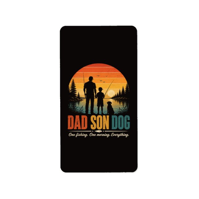 Dad Son Dog Fishing Morning Label (Front)