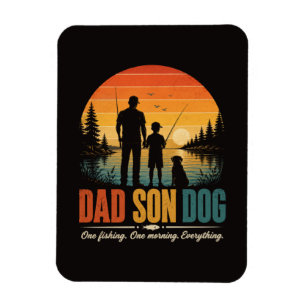 Dad Son Dog Fishing Morning Magnet