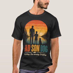 Dad Son Dog Fishing Morning T-Shirt