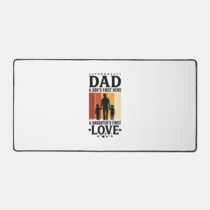 Dad Son First Hero Daughter First Love Vintage Shi Desk Mat