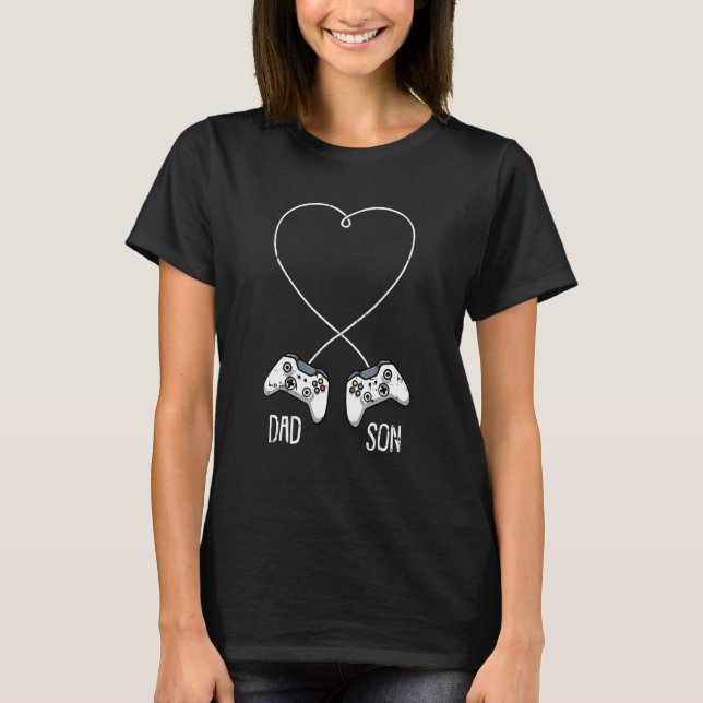 Dad Son Gaming Cool Video Game Controller Matching T-Shirt (Front)