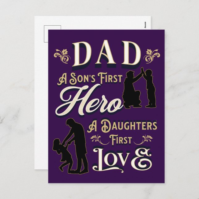 Dad Son's First A Daughters First Love Holiday Postcard (Front/Back)