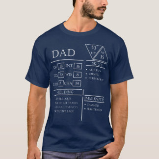 Dad Stats Character Sheet White T-Shirt