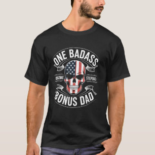 Dad Stepfather American Flag Skull Gift T-Shirt