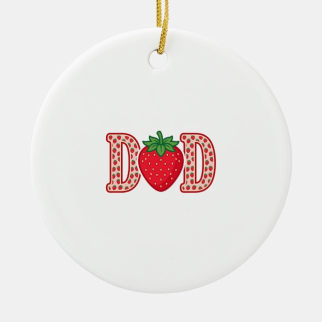 Dad Strawberry Lettering Vector Shirt Design_1 Ceramic Ornament (Front)