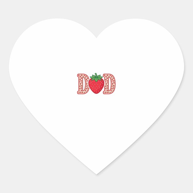 Dad Strawberry Lettering Vector Shirt Design_1 Heart Sticker (Front)