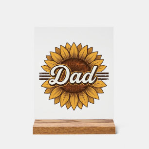 Dad Sunflower Vintage Engraving Shirt Design_1 Acrylic Sign