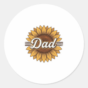 Dad Sunflower Vintage Engraving Shirt Design_1 Classic Round Sticker