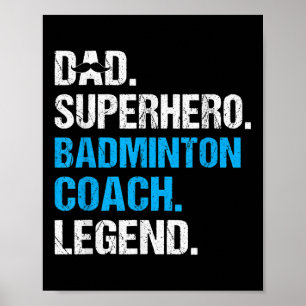 Dad Superhero Badminton Coach Funny Badminton Coac Poster