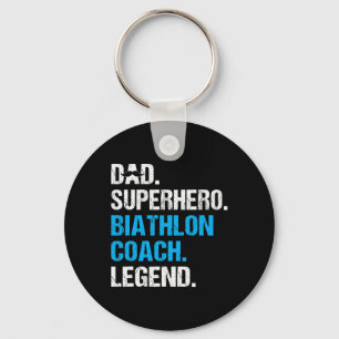 Dad Superhero Biathlon Coach Funny Biathlon Coach Key Ring