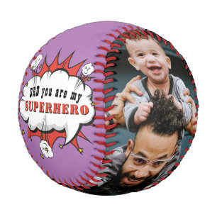 Dad Superhero Cartoon Father`s day 2 Photo Baseball