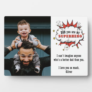 Dad Superhero Cartoon Speech Bubble Father`s day Plaque