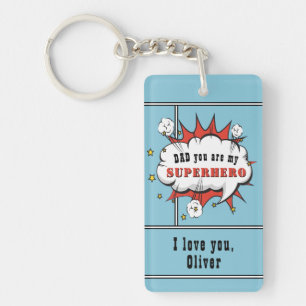Dad Superhero Comic Speech Bubble Keychain