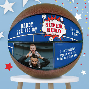 Dad Superhero Comic Speech Bubble Photo Basketball