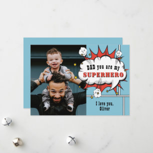 Dad Superhero Comic Speech Bubble Photo  Holiday Card