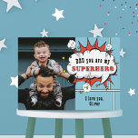 Dad Superhero Comic Speech Bubble Photo  Plaque<br><div class="desc">Dad Superhero Comic Speech Bubble Photo Father`s day Plaque. Add your photo and customise the message and name. Fun and sweet keepsake for the best dad.</div>