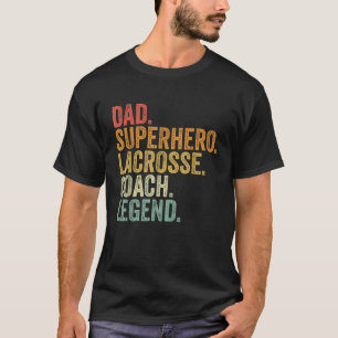Dad Superhero Lacrosse Coach Legend Father Funny V T-Shirt