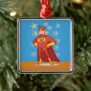 Dad Superhero on Father's Day Metal Ornament