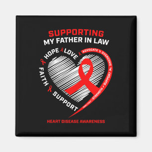 Dad Support Father In Law Red Heart Disease Awaren Magnet