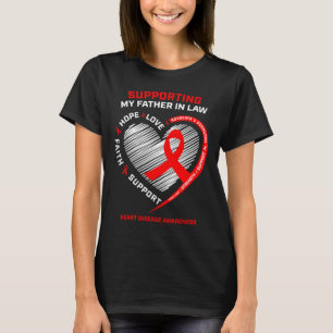 Dad Support Father In Law Red Heart Disease Awaren T-Shirt