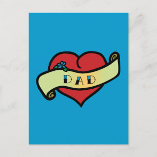 Dad Tattoo Heart Postcard