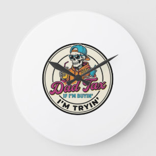 Dad Tax Skeleton Fast Food Humour Shirt Design_1 Large Clock