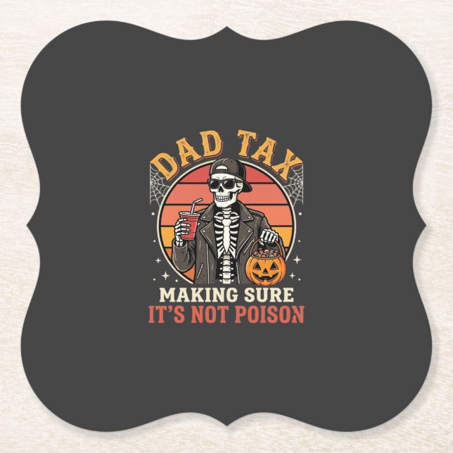 Dad Tax Skeleton Halloween Candy Vector Design_1 Paper Coaster (Front)