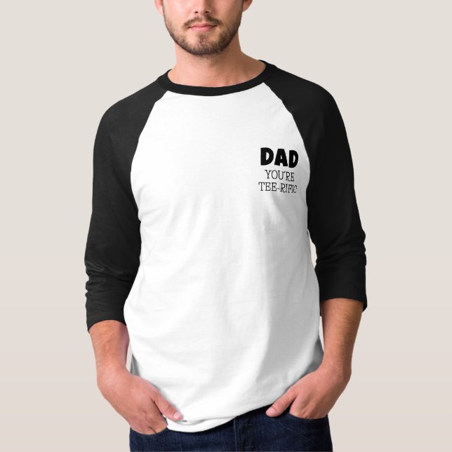 Dad Tee-Rific Golf Pun Black And White Long Sleeve T-Shirt (Front)