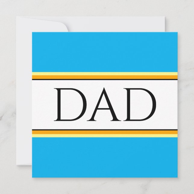 DAD Text Fun Sky Blue White Orange Black Stripes Holiday Card (Front)