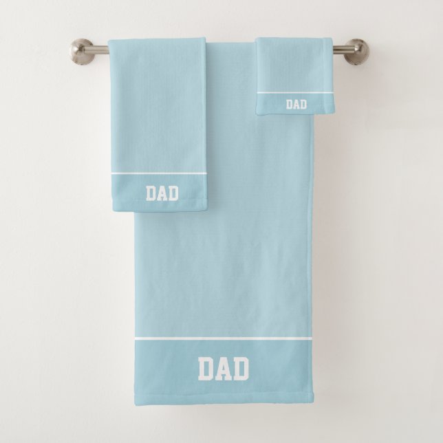 Dad Text on Light Diamond Blue Bath Towel Set (Insitu)
