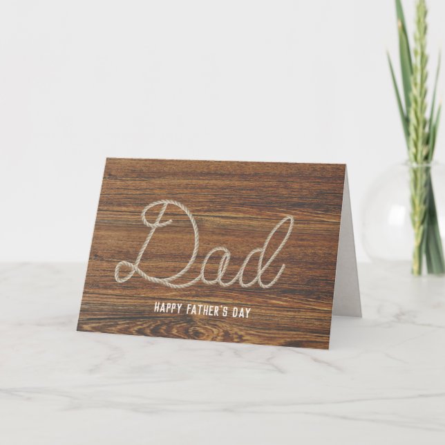 Dad text rope design on wood Father's Day Card (Front)