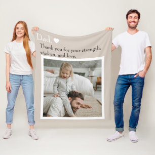 Dad, Thank You For – Custom Photo & Text    Fleece Blanket