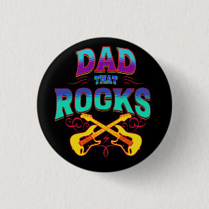 DAD THAT ROCKS! Guitars 3 Cm Round Badge
