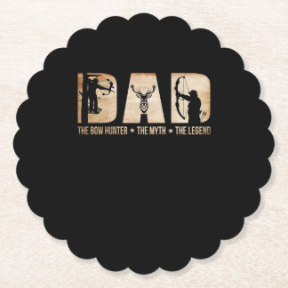 Dad The Bow Hunter Myth Legend Hunting Gift Paper Coaster