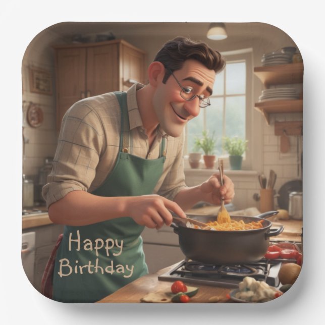 Dad the Chef Birthday Paper Plate (Front)