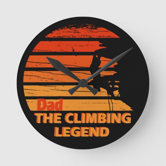 Dad the climbing legend round clock (Front)